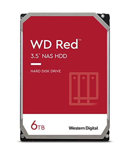 Western Digital 6TB WD Red NAS Internal Hard Drive HDD - 5400 RPM, SATA 6 Gb/s, SMR, 256MB Cache, 3.5" - WD60EFAX