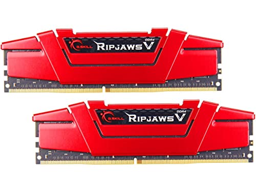 G.SKILL Ripjaws V Series (Intel XMP) DDR4 RAM 32GB (2x16GB) 3600MT/s CL19-20-20-40 1.35V Desktop Computer Memory UDIMM - Red (F4-3600C19D-32GVRB)