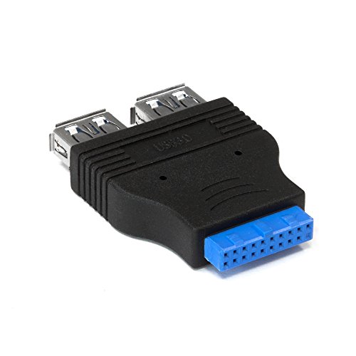 Kingwin 2 Port USB 3.0 Splitter Adapter USB Type A Female to 20 Pin Motherboard Header Extension Connector. Add Extra USB 3.0 Ports to Any PC with This Adapter, Backward Compatible with USB 2.0/1.0