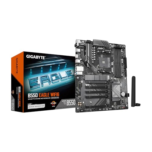 GIGABYTE B550 Eagle WIFI6 Motherboard, Supports AMD AM4 Ryzen 5000 Processors, ATX, DDR4, 2X M.2, PCIe 4.0, WIFI6, 1GbE...
