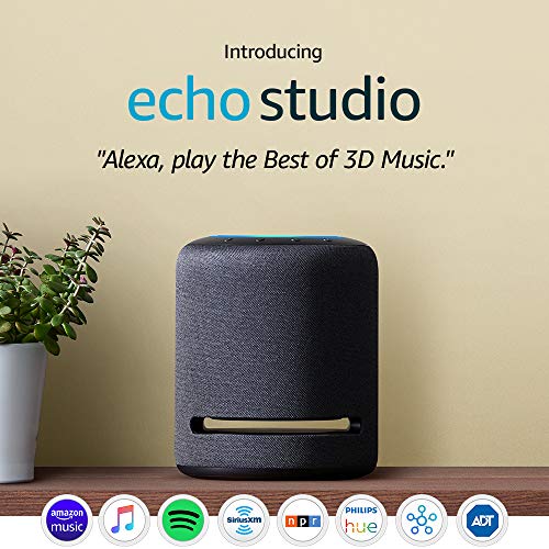 Echo Studio – High-fidelity smart speaker with Philips Hue Bulb – Alexa smart home starter kit